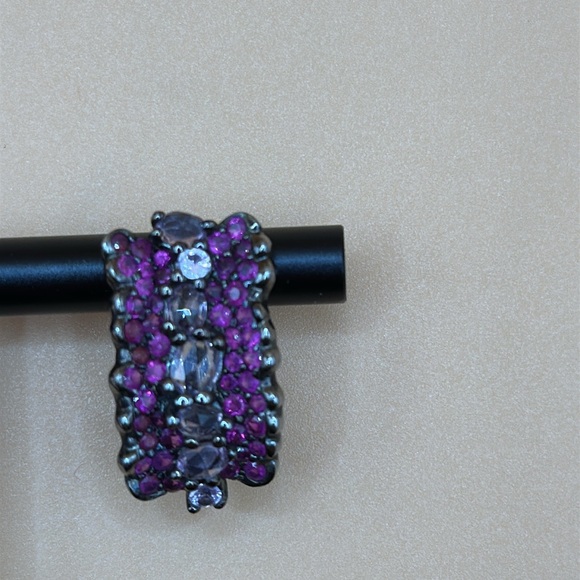 Unique silver real ruby and pink sapphire omega back earrings. New without tags - Picture 10 of 10